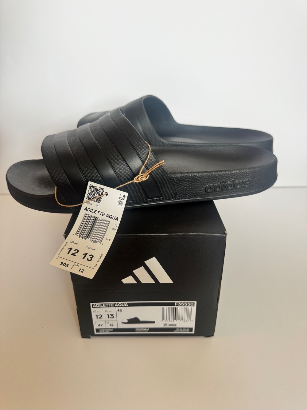 NEW adidas Black Adilette Aqua Slide Sandals